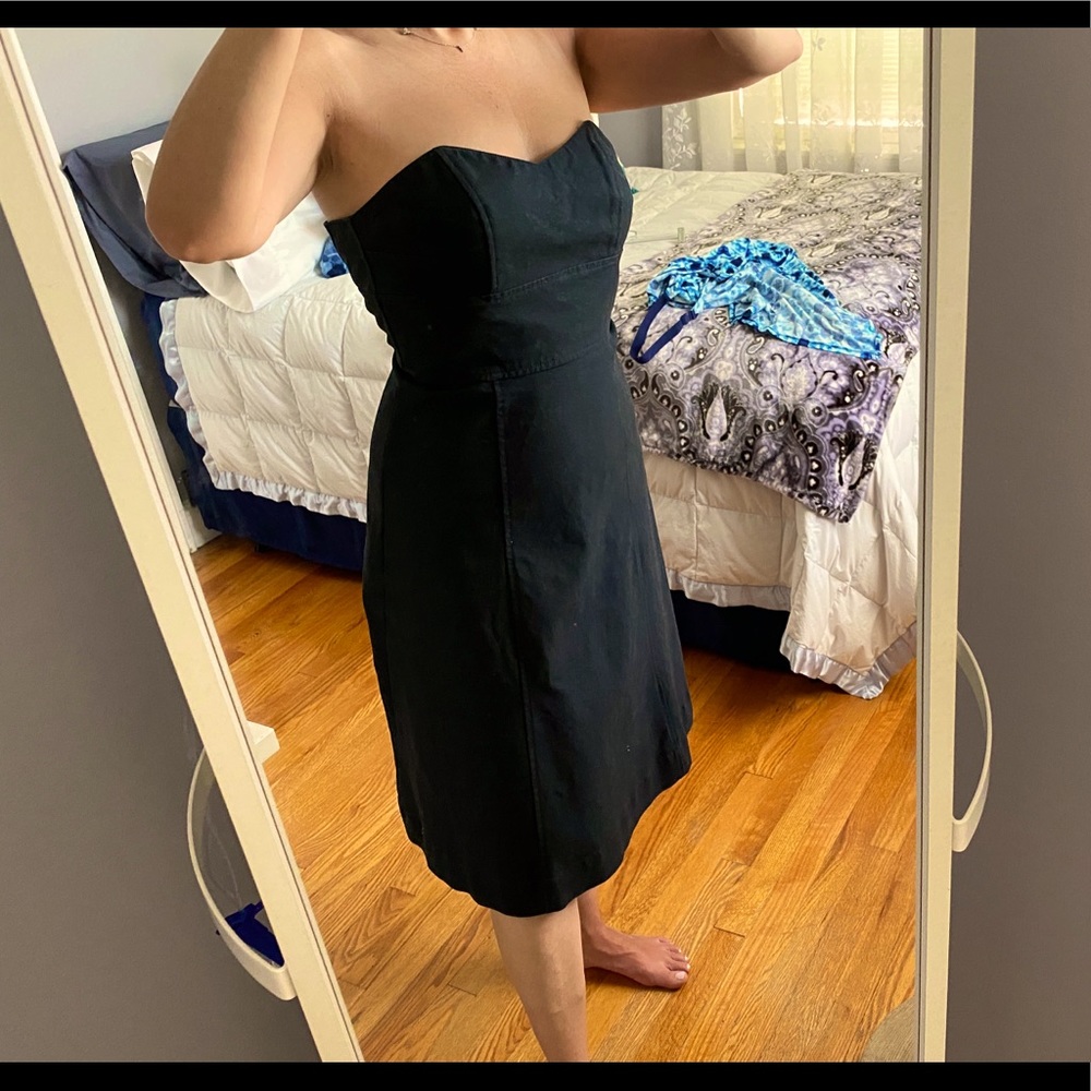 Black suede-like dress w/busier top